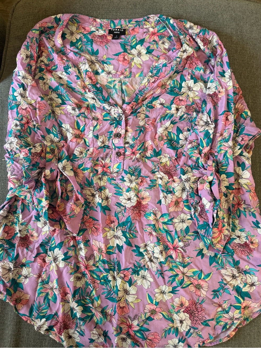torrid Lavender Floral Button-Up Blouse